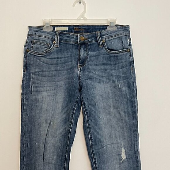 KUT FROM THE KLOTH KFTK Boyfriend Jeans Dark Wash ish ? Distressed Ripped Rip 6 - Picture 3 of 10